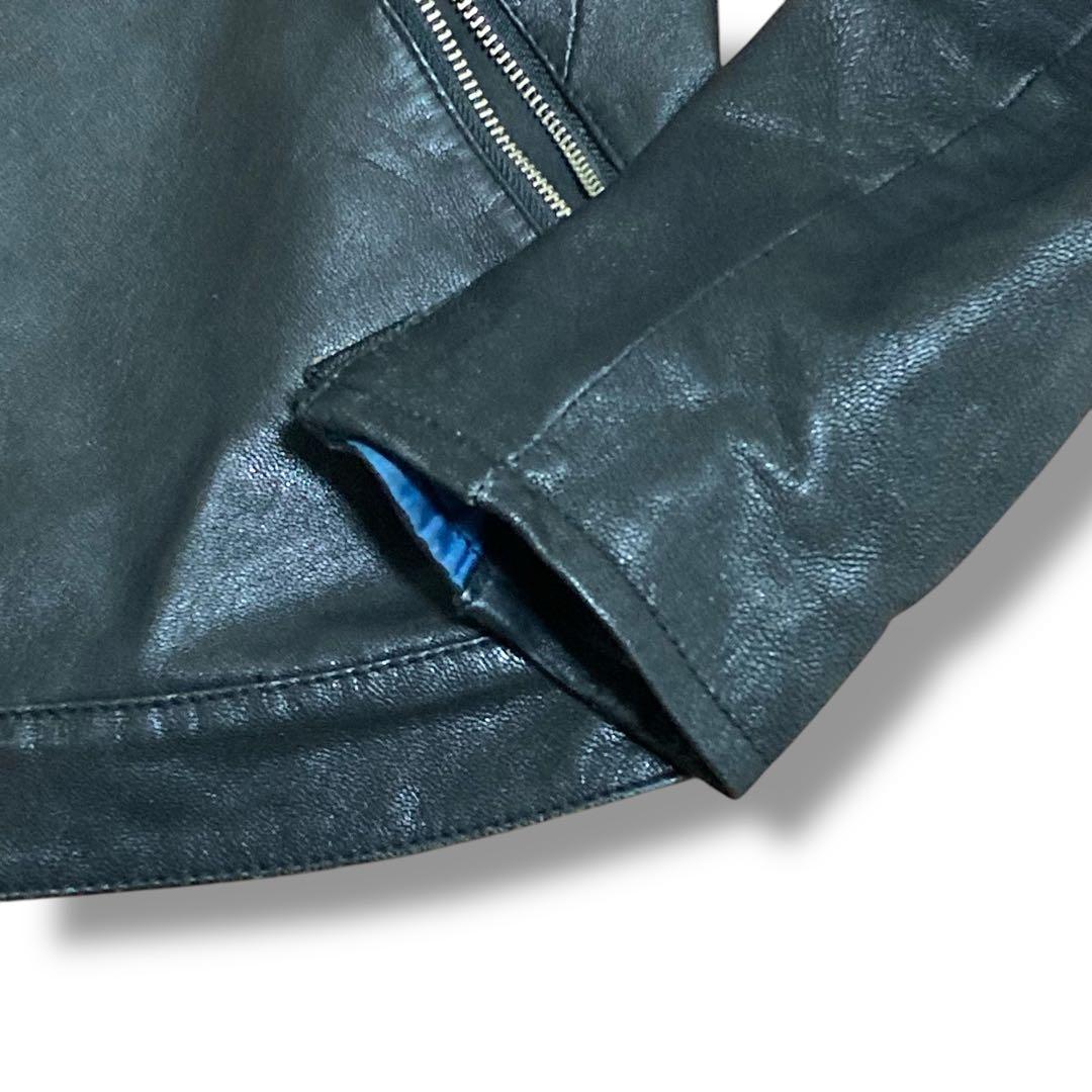 monkey time ブラックレザー シングルライダース L 花柄 やぎ革