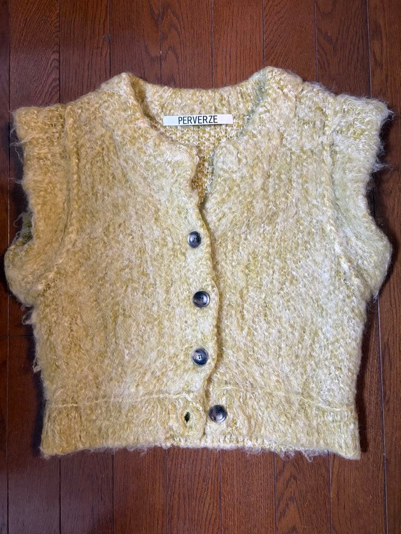 aoPERVERZE イエローニットベスト Fサイズ