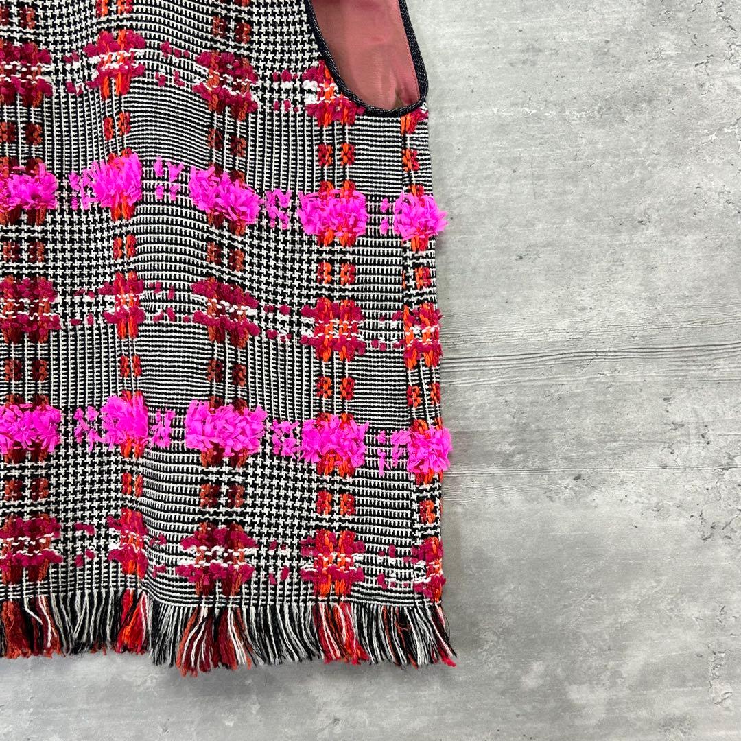 極美品　トゥモローランド　コレクション　LINTON フリル　ジレ　ツイード