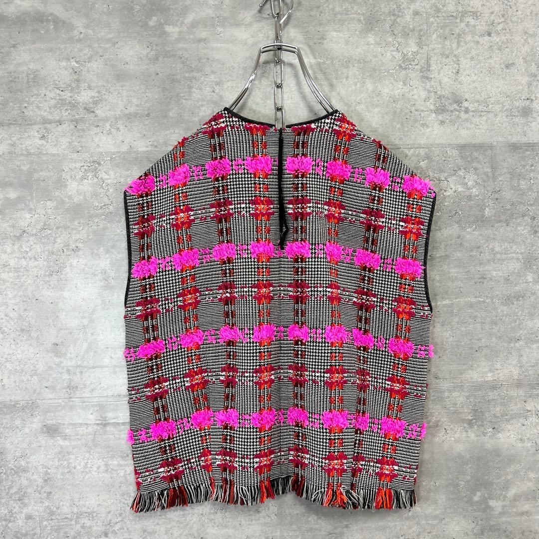 極美品　トゥモローランド　コレクション　LINTON フリル　ジレ　ツイード