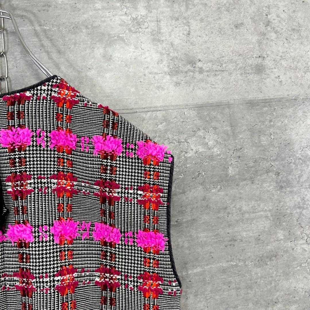 極美品　トゥモローランド　コレクション　LINTON フリル　ジレ　ツイード