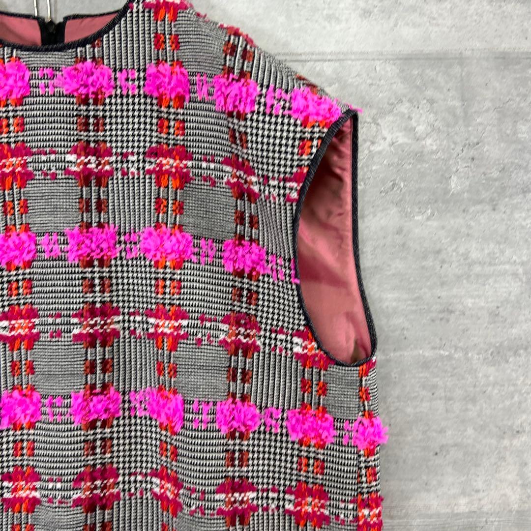 極美品　トゥモローランド　コレクション　LINTON フリル　ジレ　ツイード