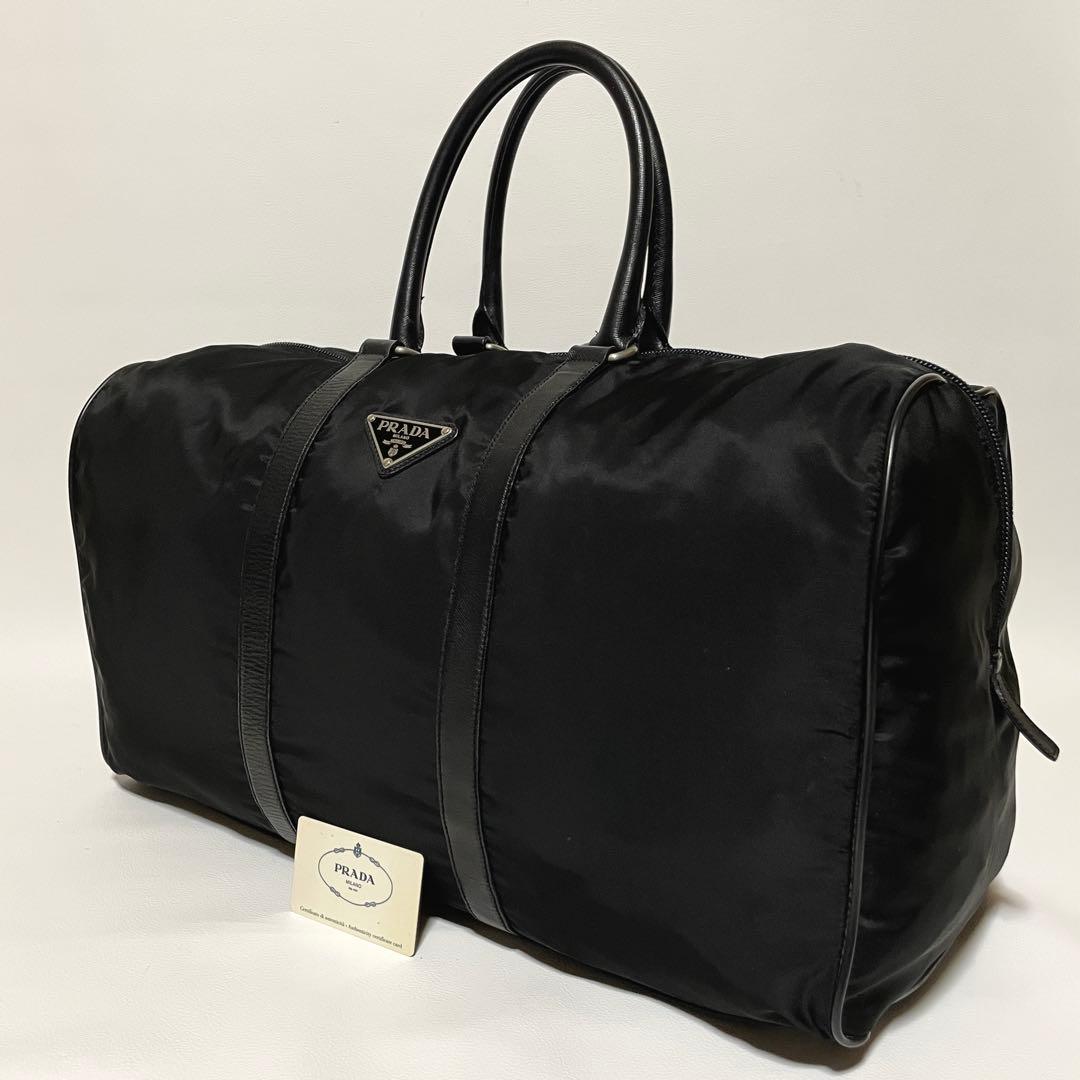 【美品】PRADA プラダ　ボストンバッグ　ナイロン　ブラック　大容量　メンズ