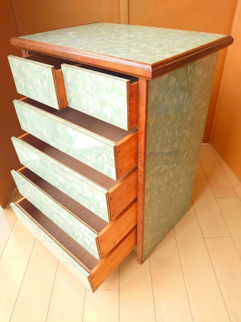 昭和レトロ レトロポップ チェスト タンス 引き出し グリーン 緑色 古道具