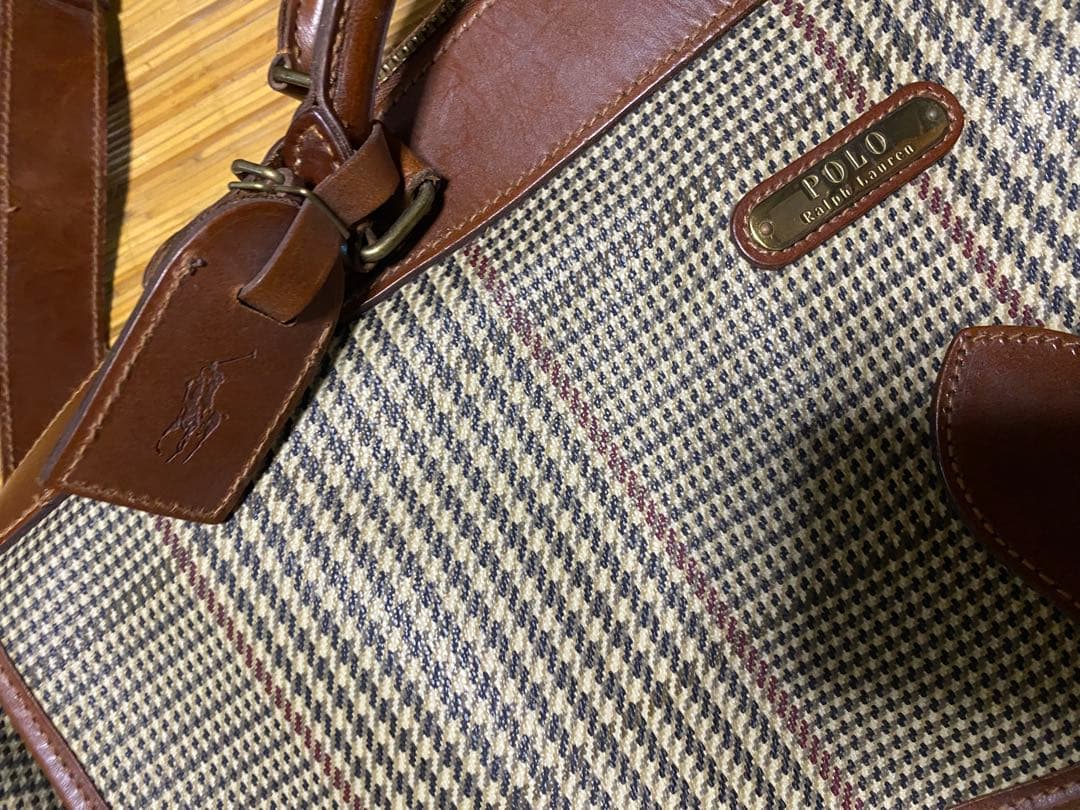 極美品 ラルフローレン 千鳥柄チェック柄 ボストンバッグ