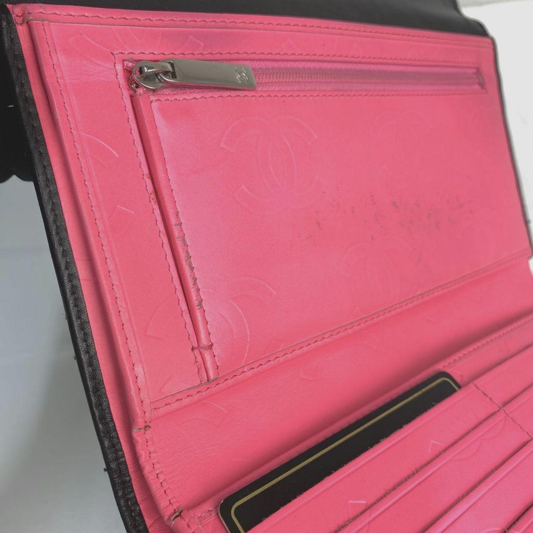 ギャランティ付属✨️極美品✨️ CHANEL カンボンライン 三つ折り 長財布