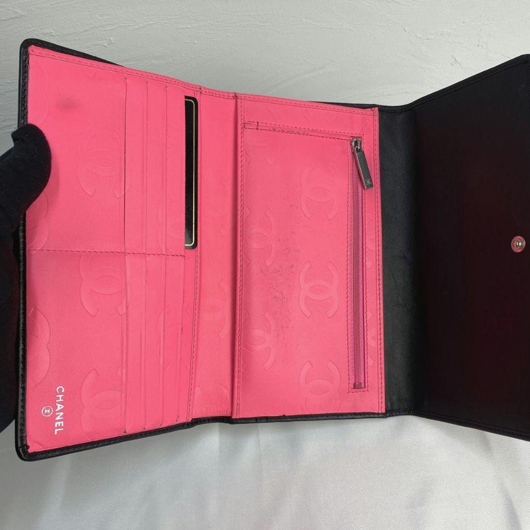 ギャランティ付属✨️極美品✨️ CHANEL カンボンライン 三つ折り 長財布