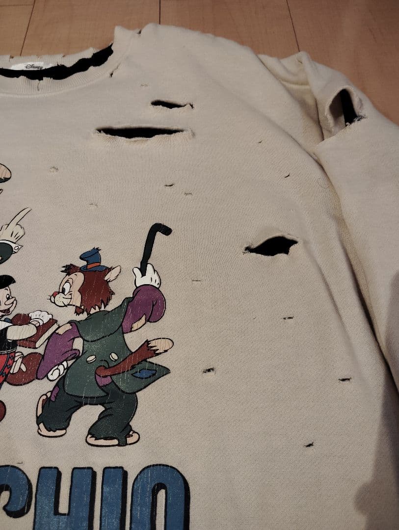 【セット】Disneyピノキオ ダメージスウェット L ライトベージュ