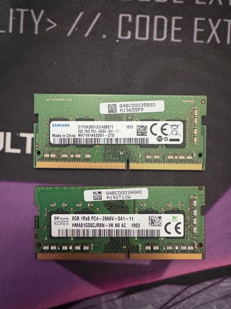 ノートパソコン用　DDR4 16GB 2666MHz　(8GB✕2枚)
