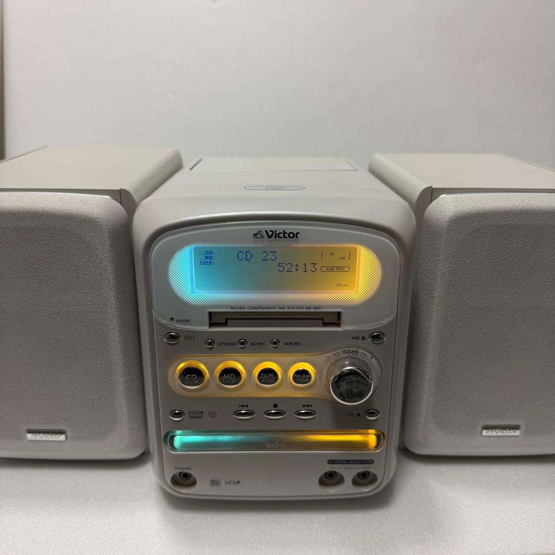 Victor MD/CDカセット搭載ミニコンポ UX-QX1-W