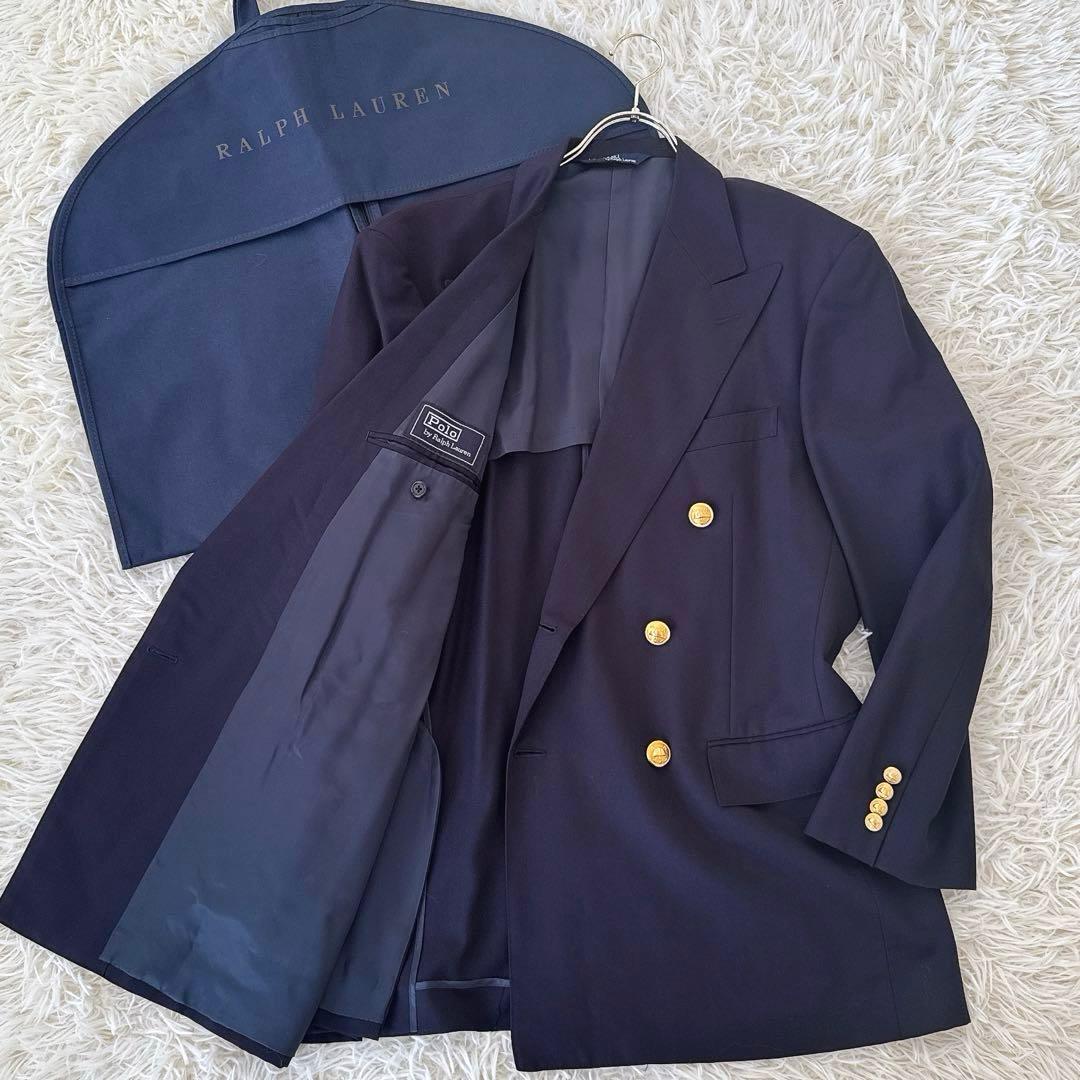保管用カバー付✨大きいサイズ ポロバイラルフローレン 紺ブレ ダブル 金ボタン