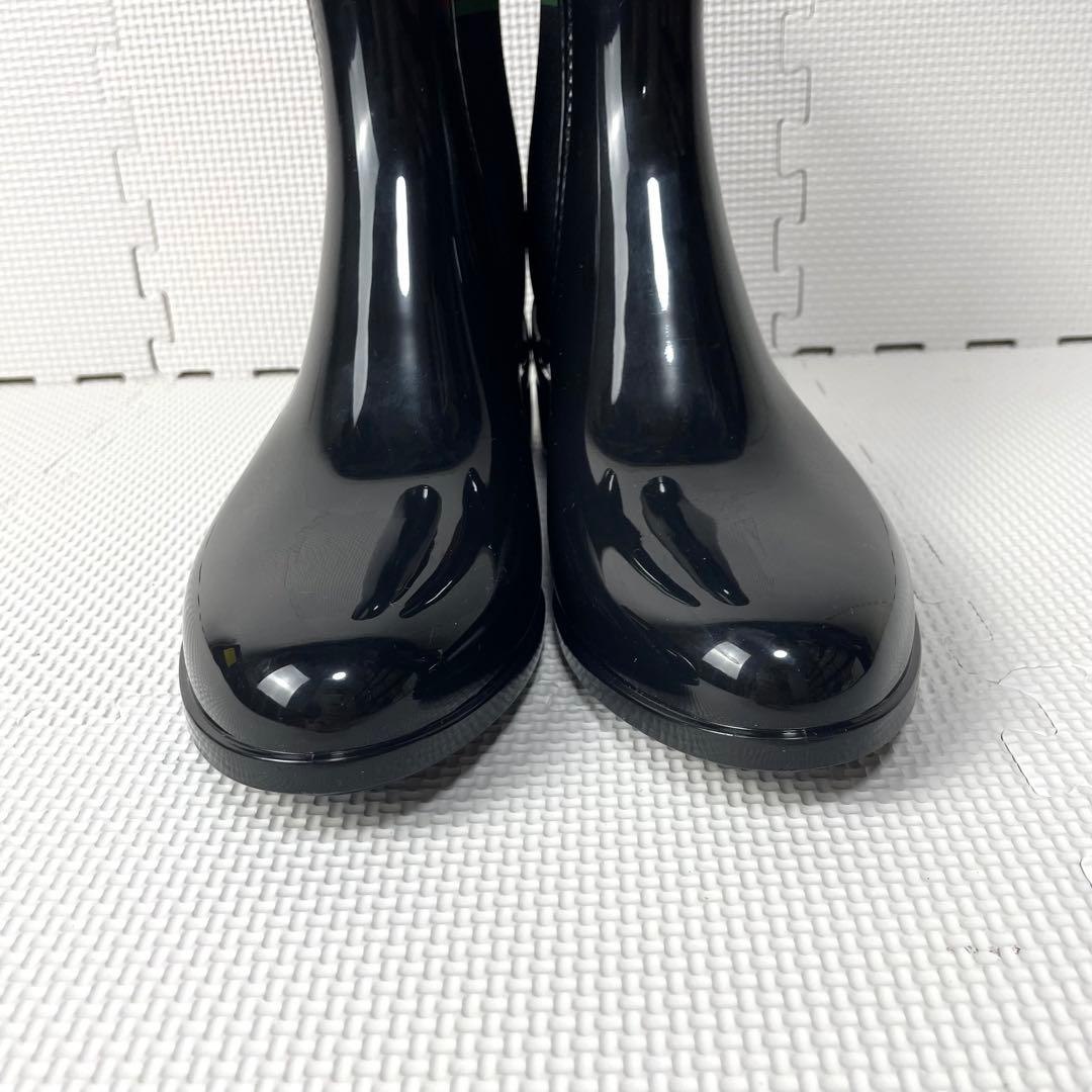 美品　グッチ　サイドゴアブーツ　シェリーライン　レインブーツ　長靴　光沢　黒