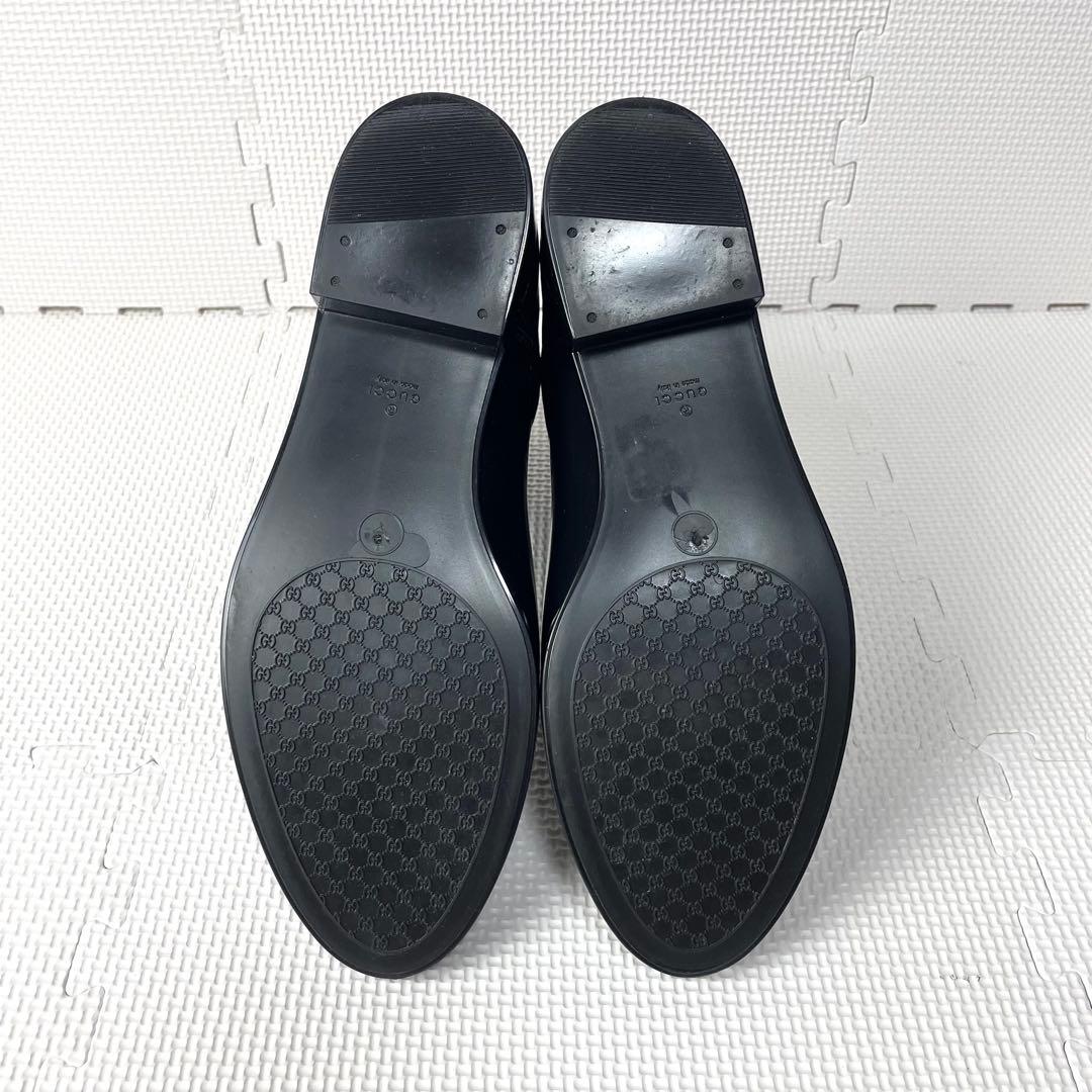 美品　グッチ　サイドゴアブーツ　シェリーライン　レインブーツ　長靴　光沢　黒