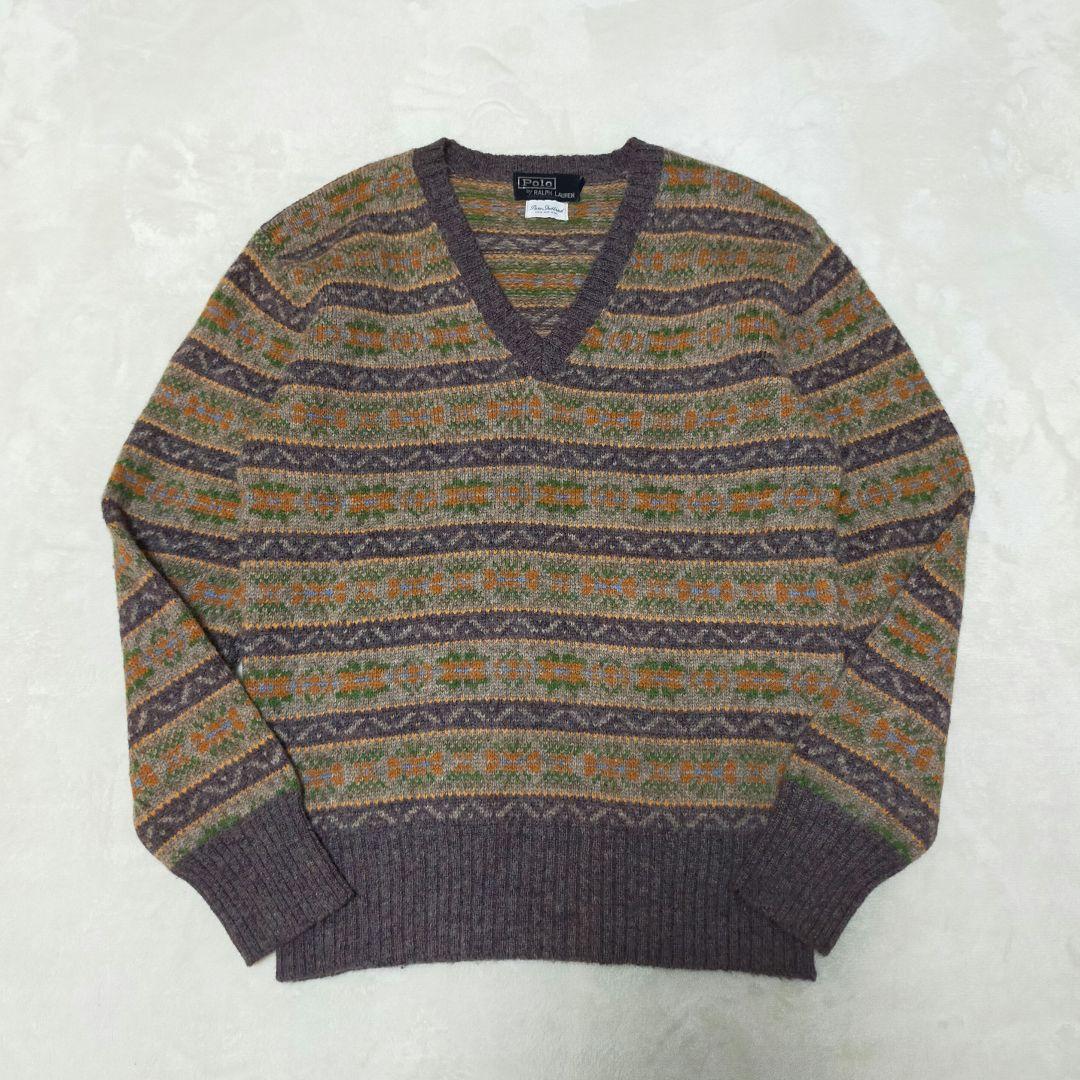 美品　90S　ポロラルフローレン　フェアアイル柄　シェットランドウール　ニット