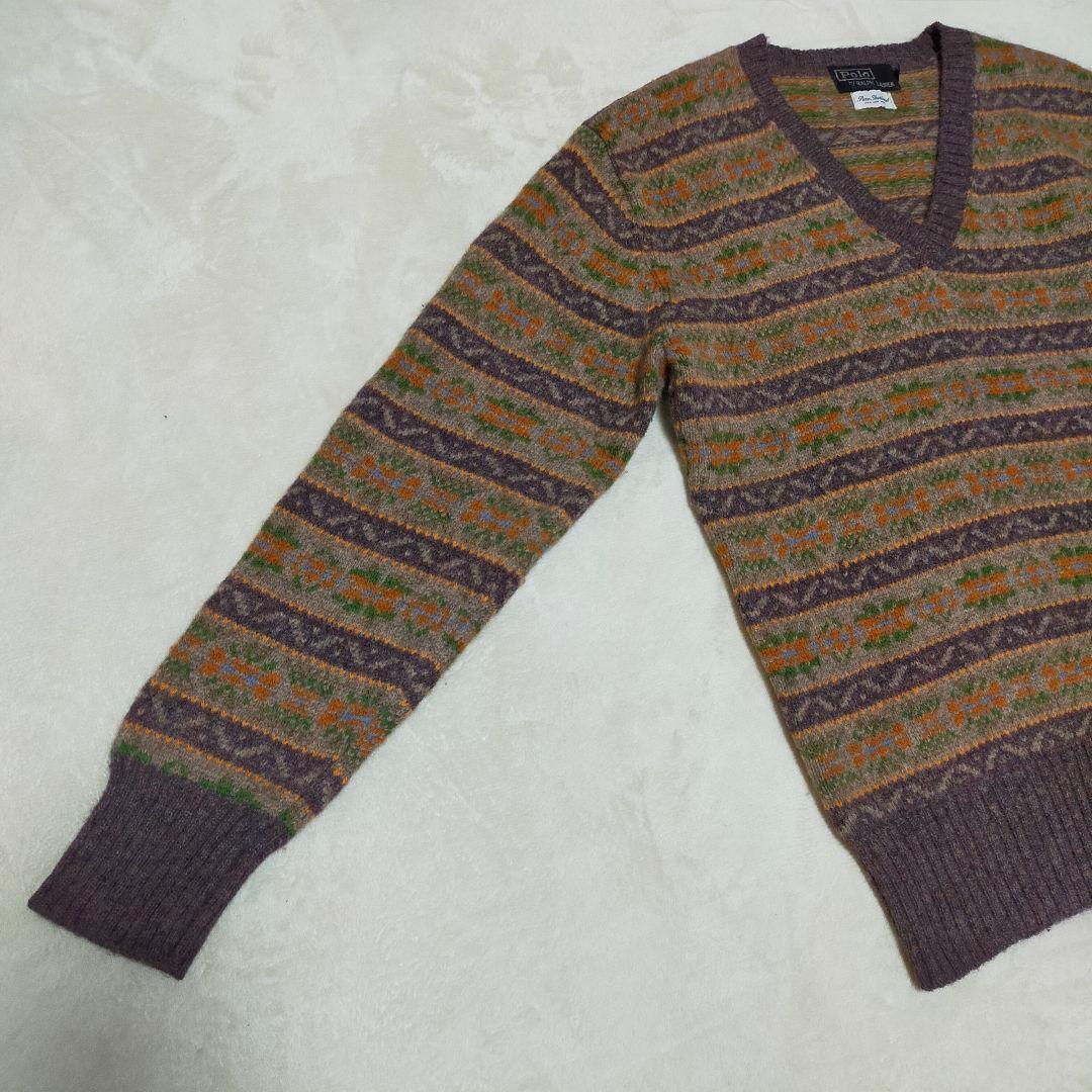 美品　90S　ポロラルフローレン　フェアアイル柄　シェットランドウール　ニット
