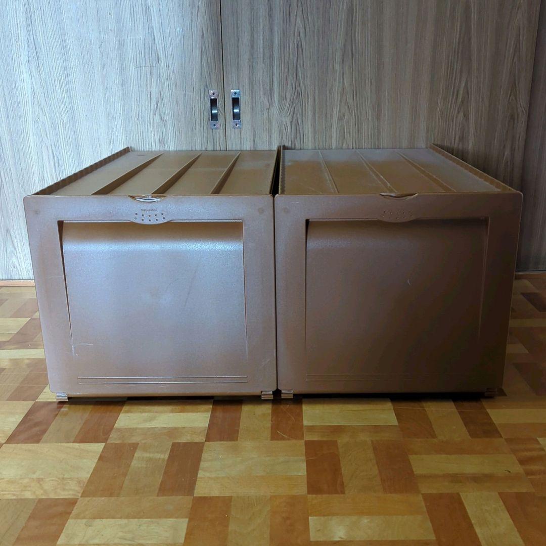 さくら様タッパーウエア スーパーチェスト ロング 2段 ブラウン 2個セット