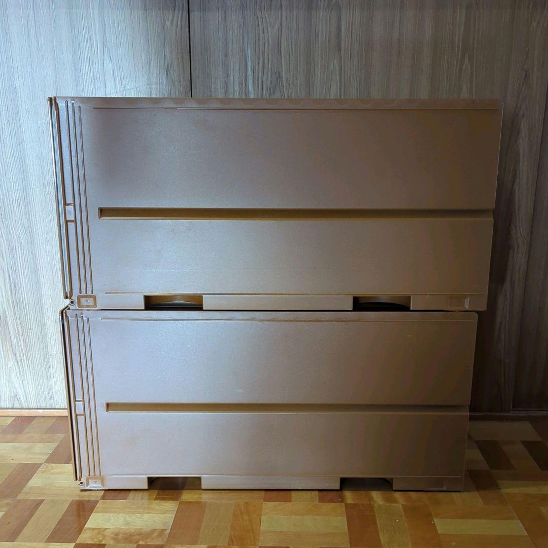 さくら様タッパーウエア スーパーチェスト ロング 2段 ブラウン 2個セット