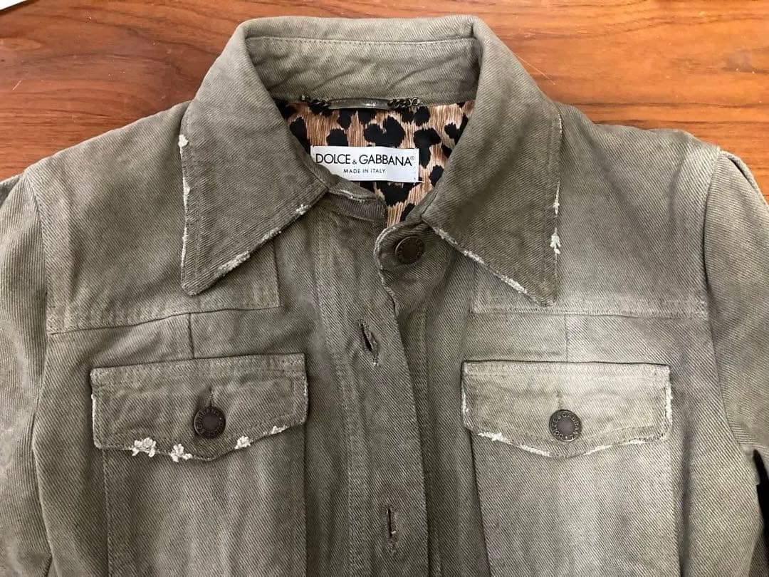 DOLCE & GABBANA ミリタリージャケット　ダメージ豹柄40 美品