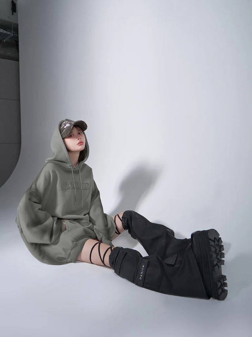 Darich スプレーレースアップフーディー FREE KHAカーキ