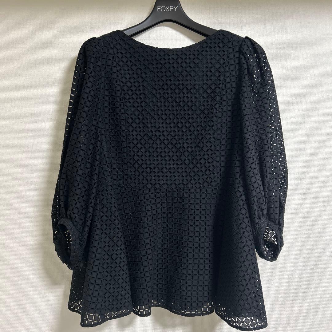 フォクシー　ブラウス　38 ブラック　Vacation アイレットレース
