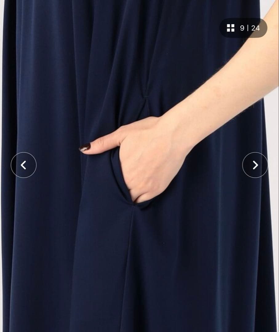 キュプラポリエステルジャージー ギャザーワンピース　美品