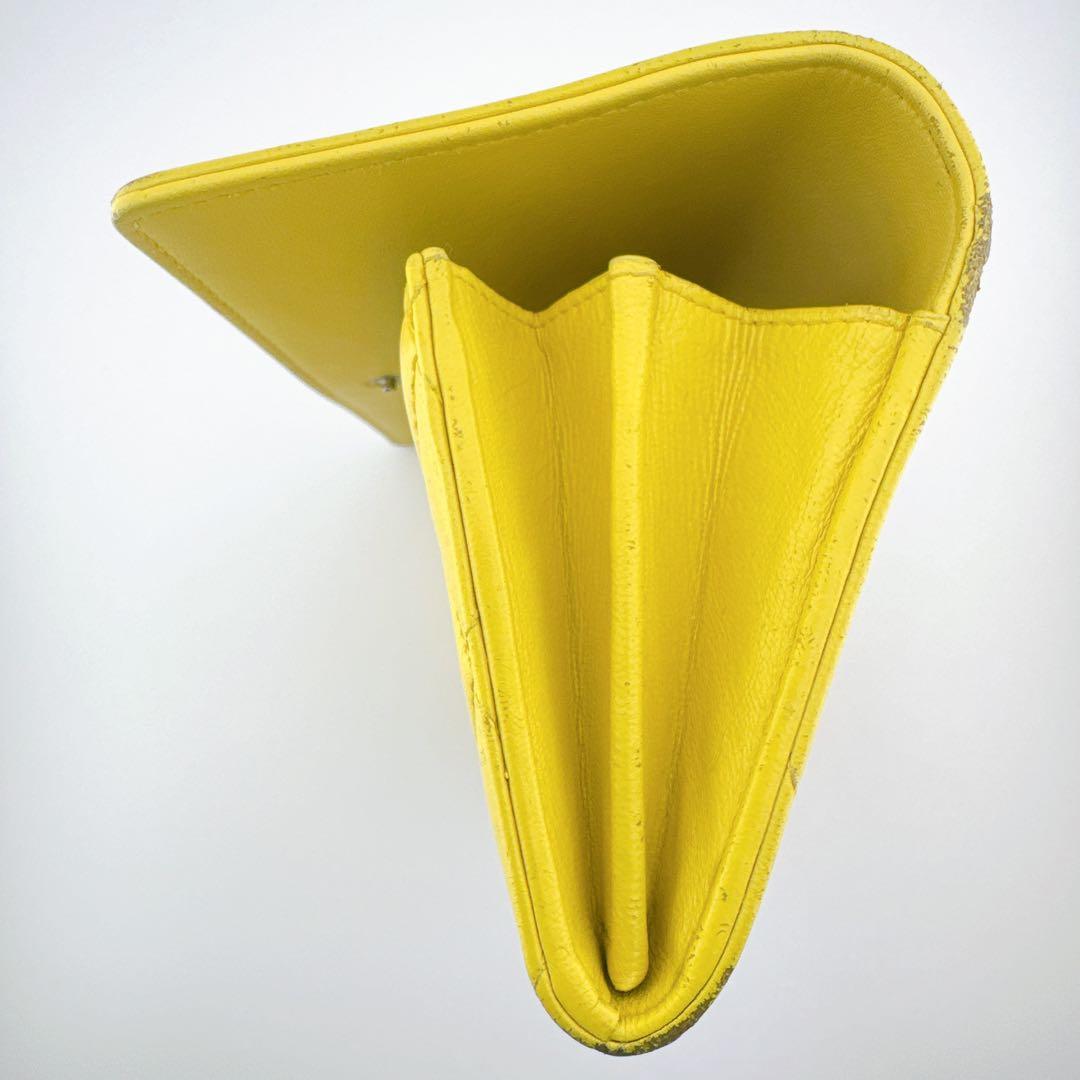 シャネル ロングウォレット 長財布 マトラッセ ターンロック風 イエロー 黄色