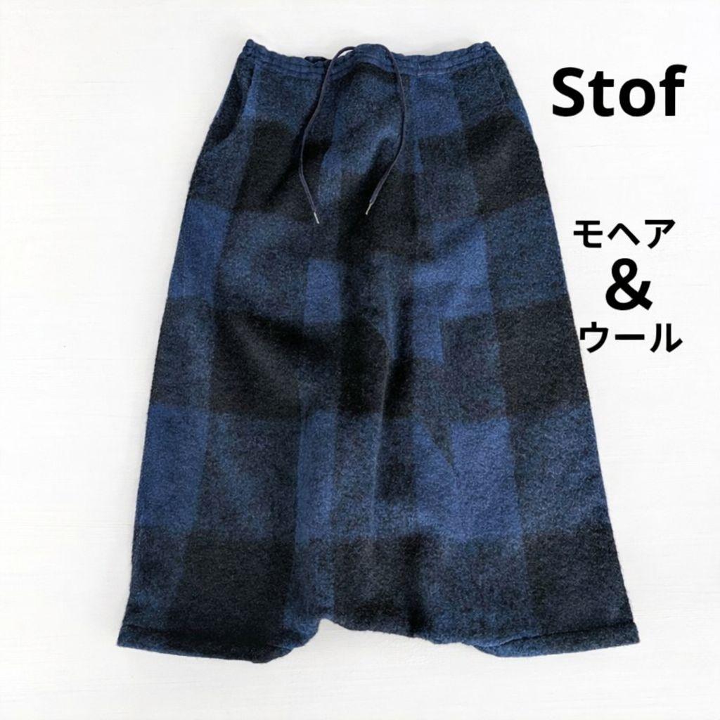 stof ストフ モヘア＆ウール ブロックチェック切り替え サルエルパンツ