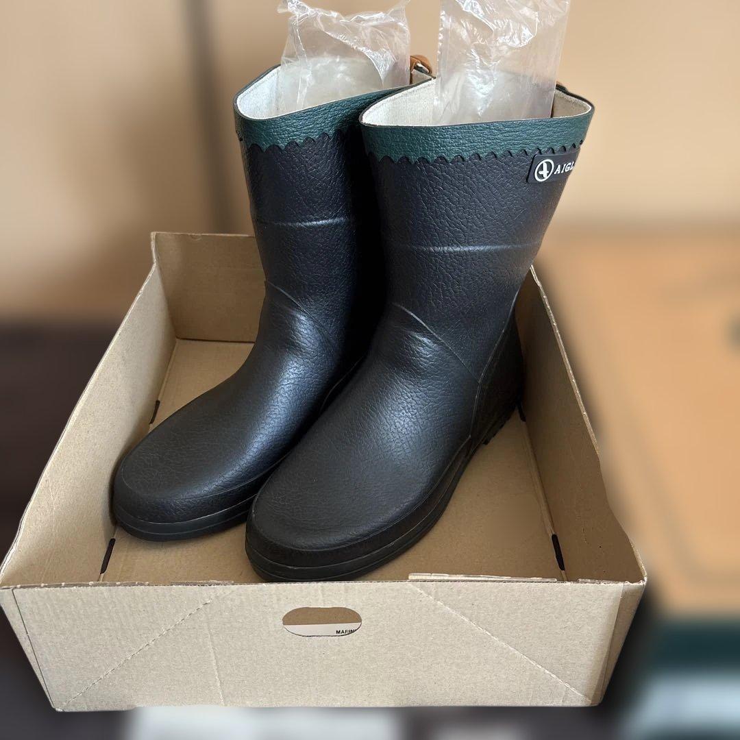 AIGLE BISON レインブーツJP マリン 37 エーグルビソン　黒