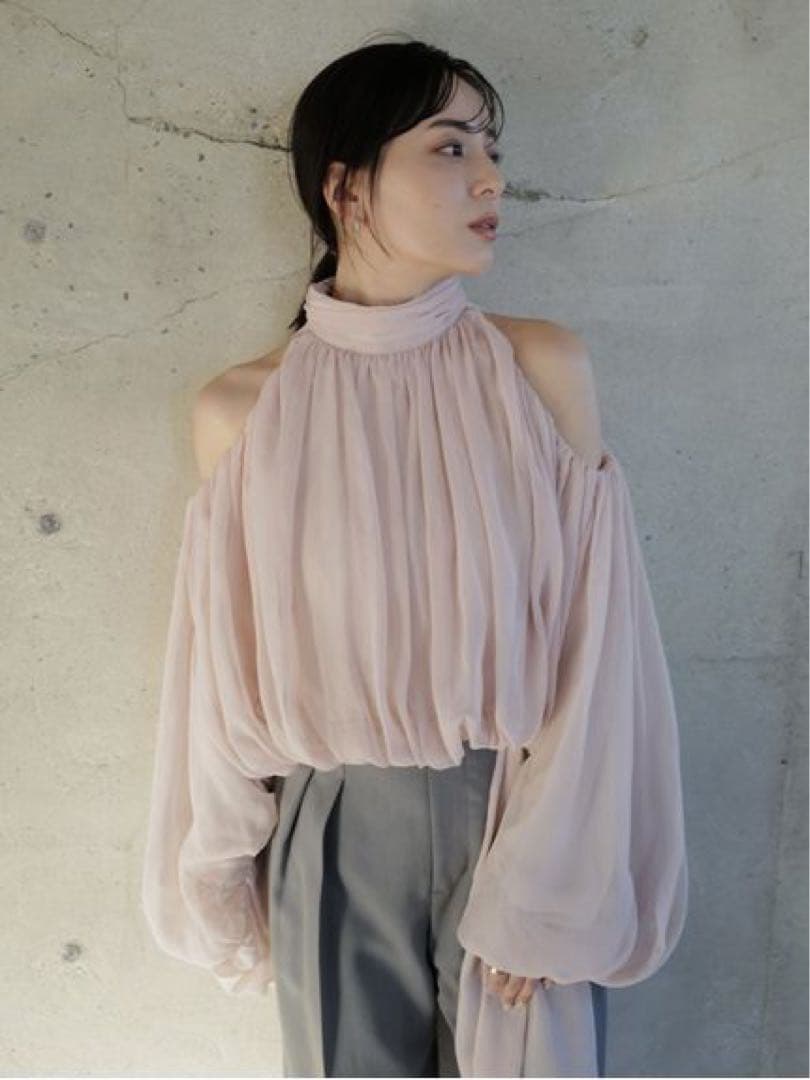 anuans シフォンボリュームブラウス PBEG