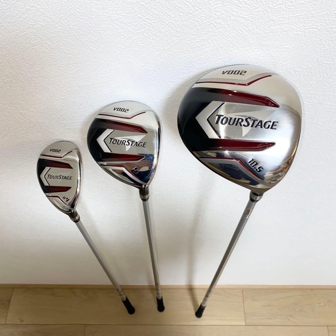 美品☆TOURSTAGEゴルフクラブ フルセット☆メンズ初心者キャディバッグ付S