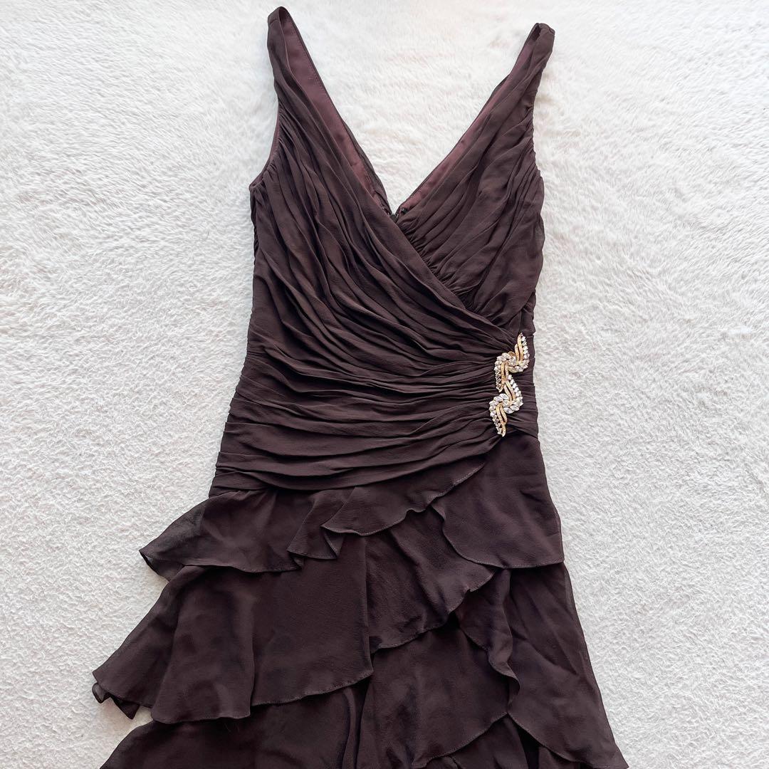 美品✨タダシショージ ロングドレス カシュクール ティアード ビジュー