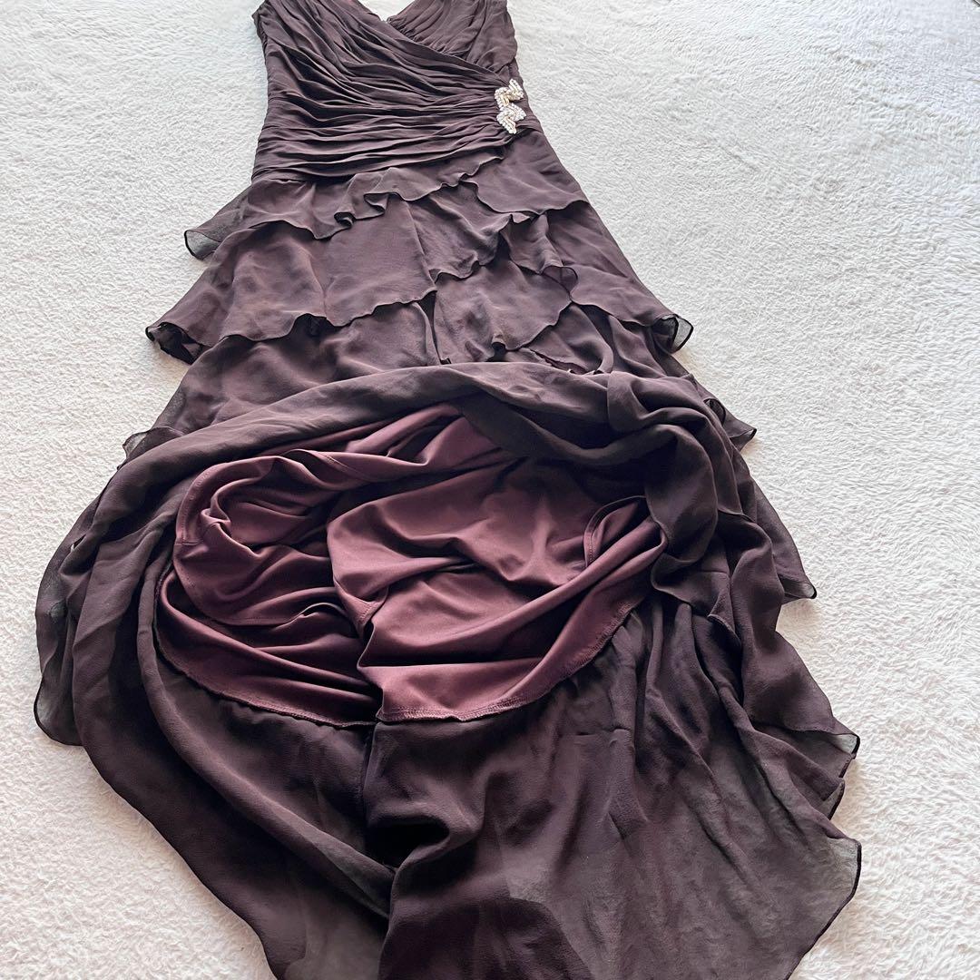 美品✨タダシショージ ロングドレス カシュクール ティアード ビジュー