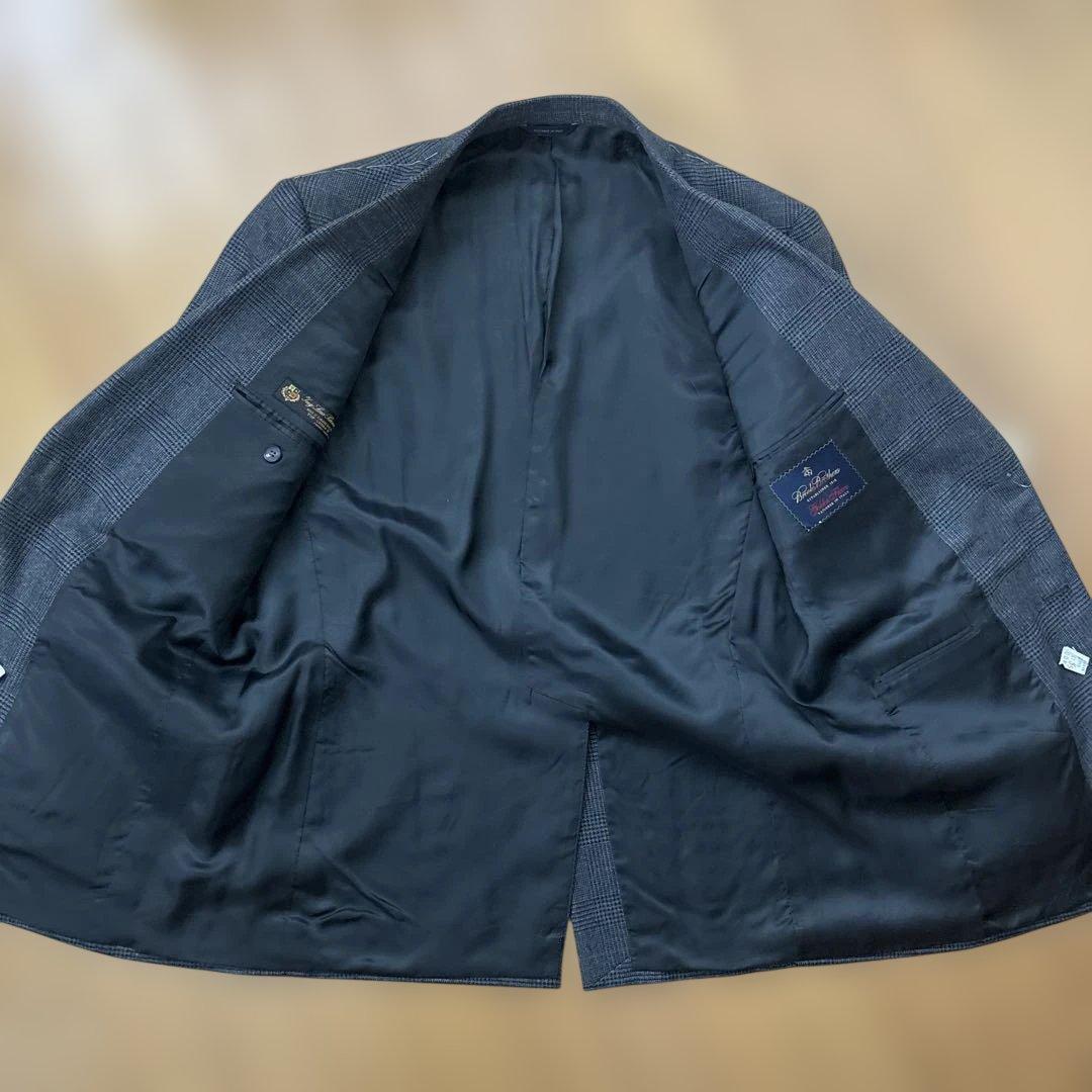 未使用タグ付 ブルックスブラザーズ チェック柄テーラードジャケット カシミア