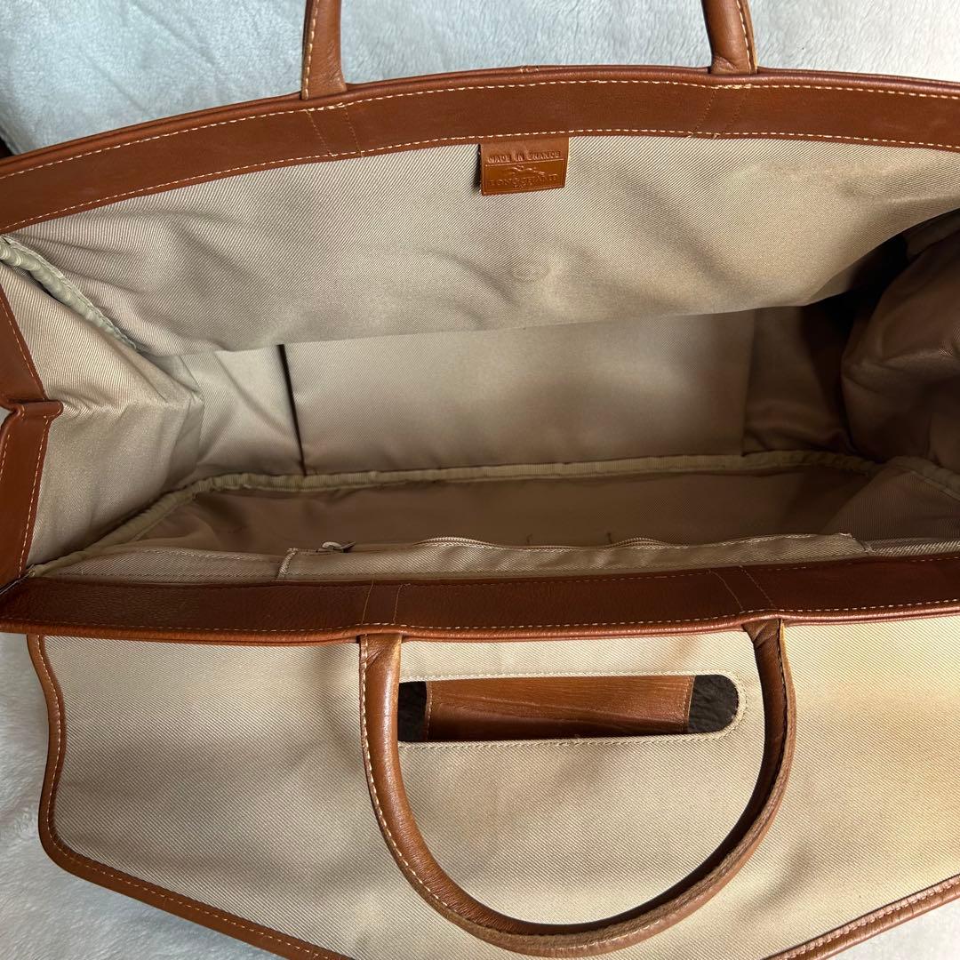 希少 美品 ロンシャン ボストンバッグ オールレザー 大容量 旅行 ゴールド