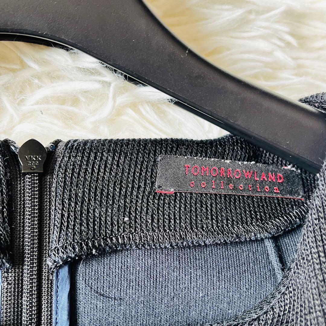 【美品✨】トゥモローランド　シルキーダブルフェイスクルーネックフレアワンピース