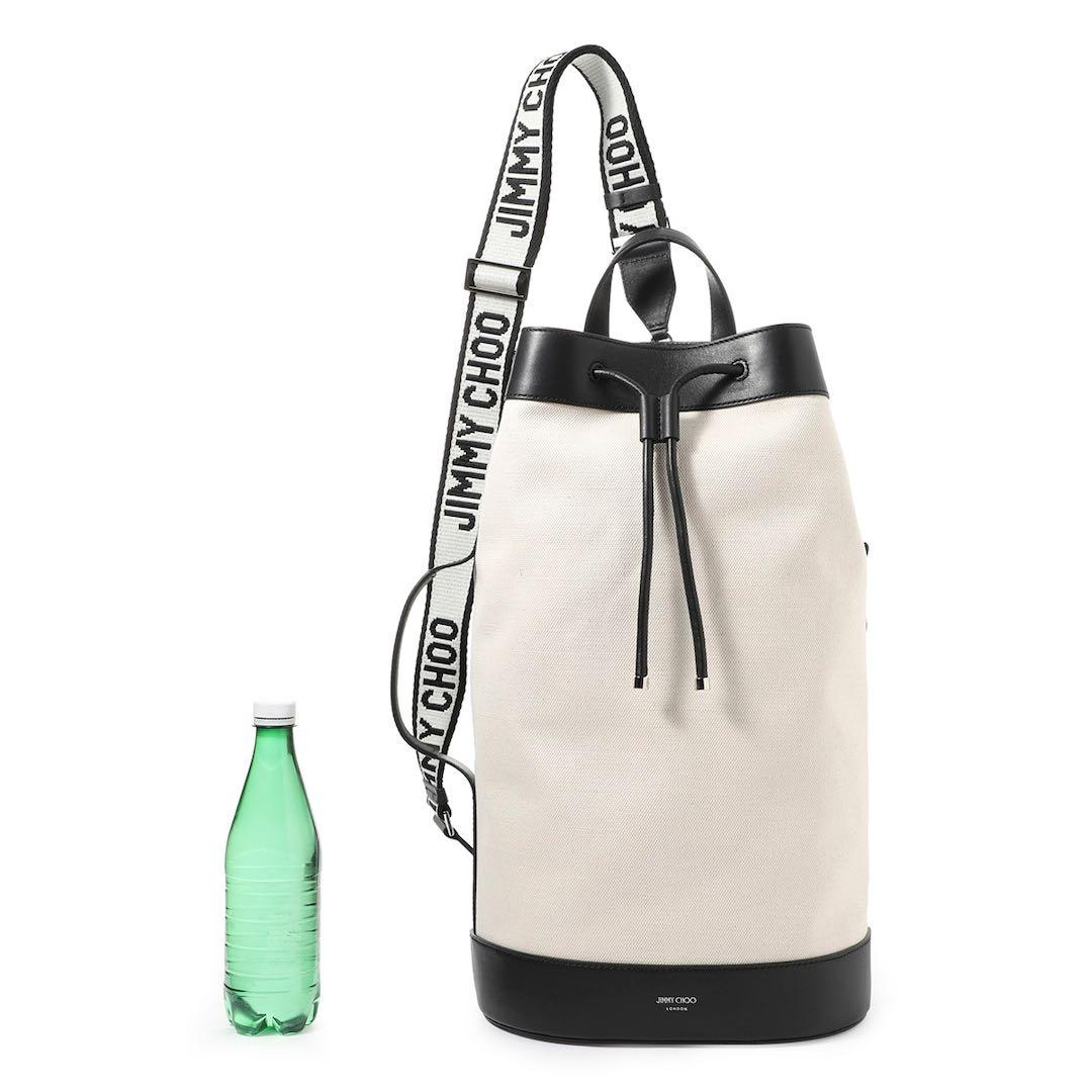 JIMMY CHOO EVANドラムバッグ ホワイト/ブラック