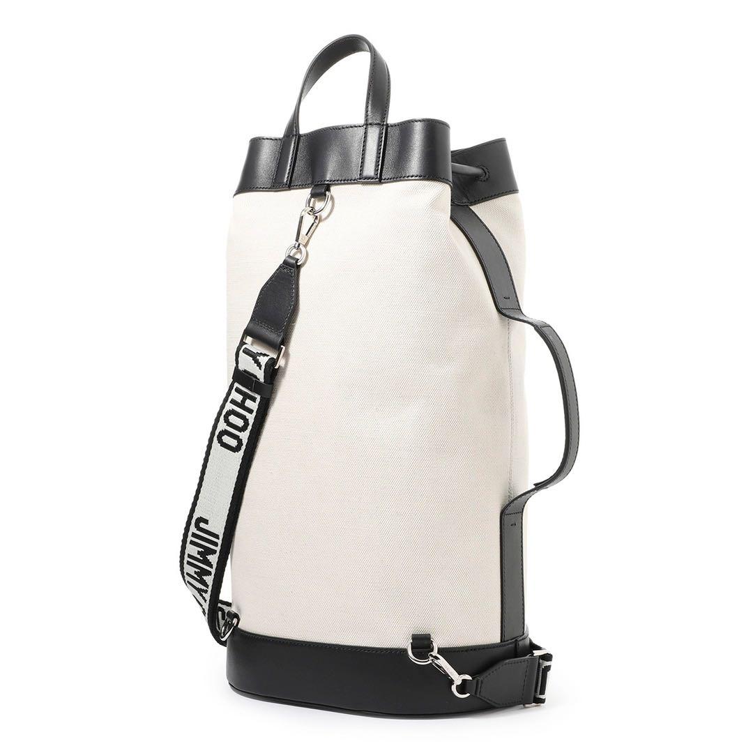 JIMMY CHOO EVANドラムバッグ ホワイト/ブラック