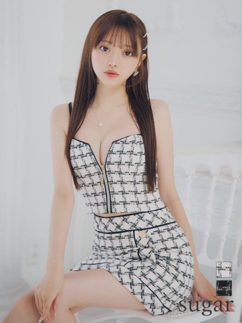 ROSE de FLEURS Glossy チェック柄セットアップドレスS