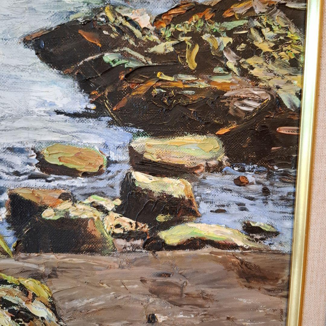 油絵　早春の磯　大平洋黒潮　M 15