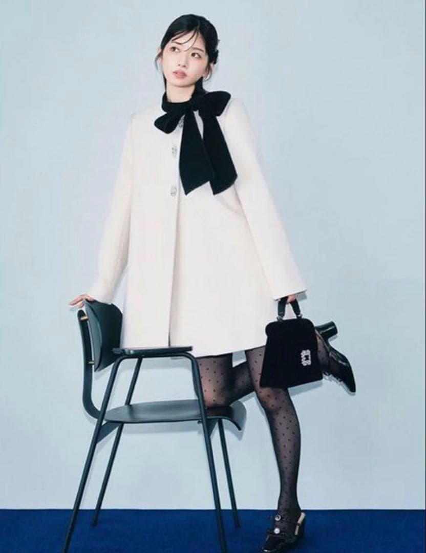 [L.B CANDY STOCK]Aラインビジューリボンコート♡リリーブラウン