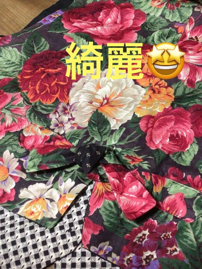 ベスト　ヴィンテージ　パッチワーク風　花柄　大きいサイズベスト