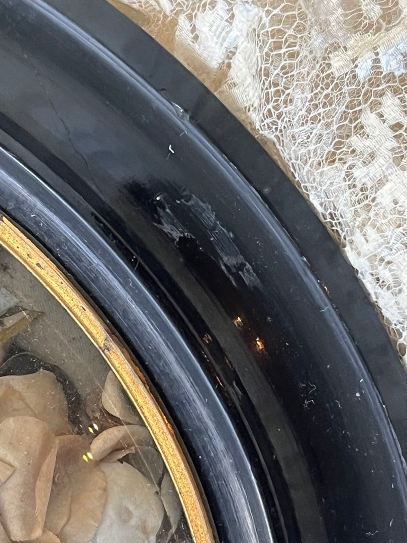 アンティークフランスナポレオンIII グローブドマリエ湾曲ガラスフレーム布花