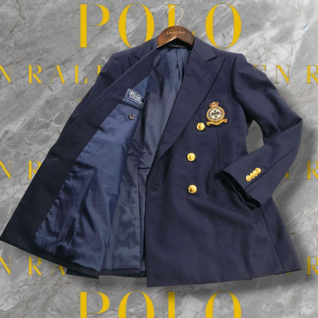 ポロラルフローレン 金ボタン 紺ブレ ダブル 紋章