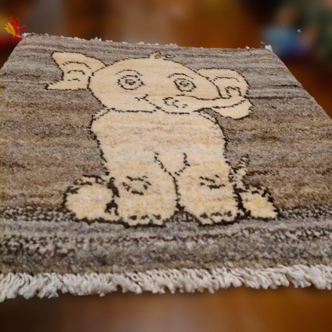 ギャッベ イラン シラーズ 座布団ギャッベ 手織り 大きめ ゾウ チェアマット