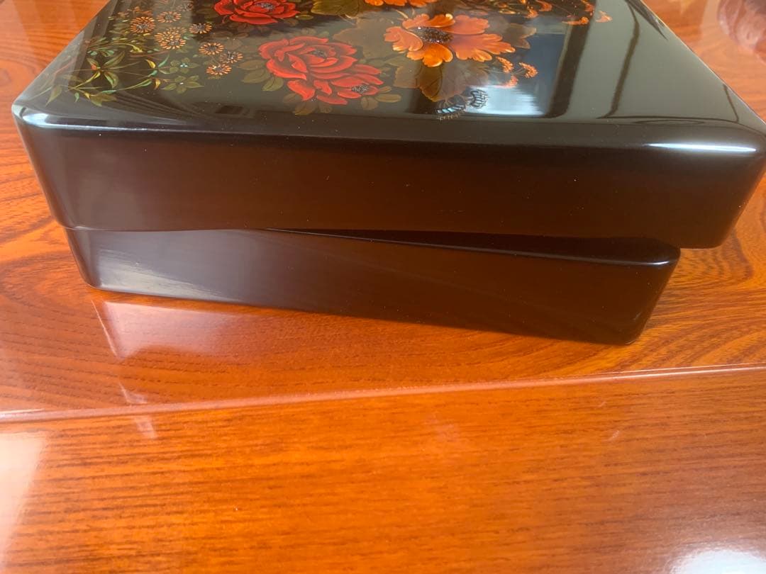 螺鈿漆塗り硯箱 小物入れインテリア 八雲塗り 木製漆器工芸品 美品 化粧箱付