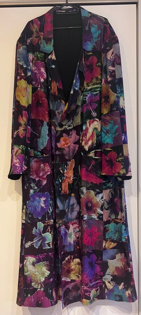 Yohji Yamamotoプールオム 22ss シルク花図鑑ロングジャケット