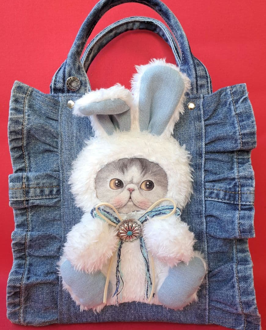 ゆ*ら様 コヤンイサムチョン　マンドゥ　デニムリメイクフリルトートバッグ