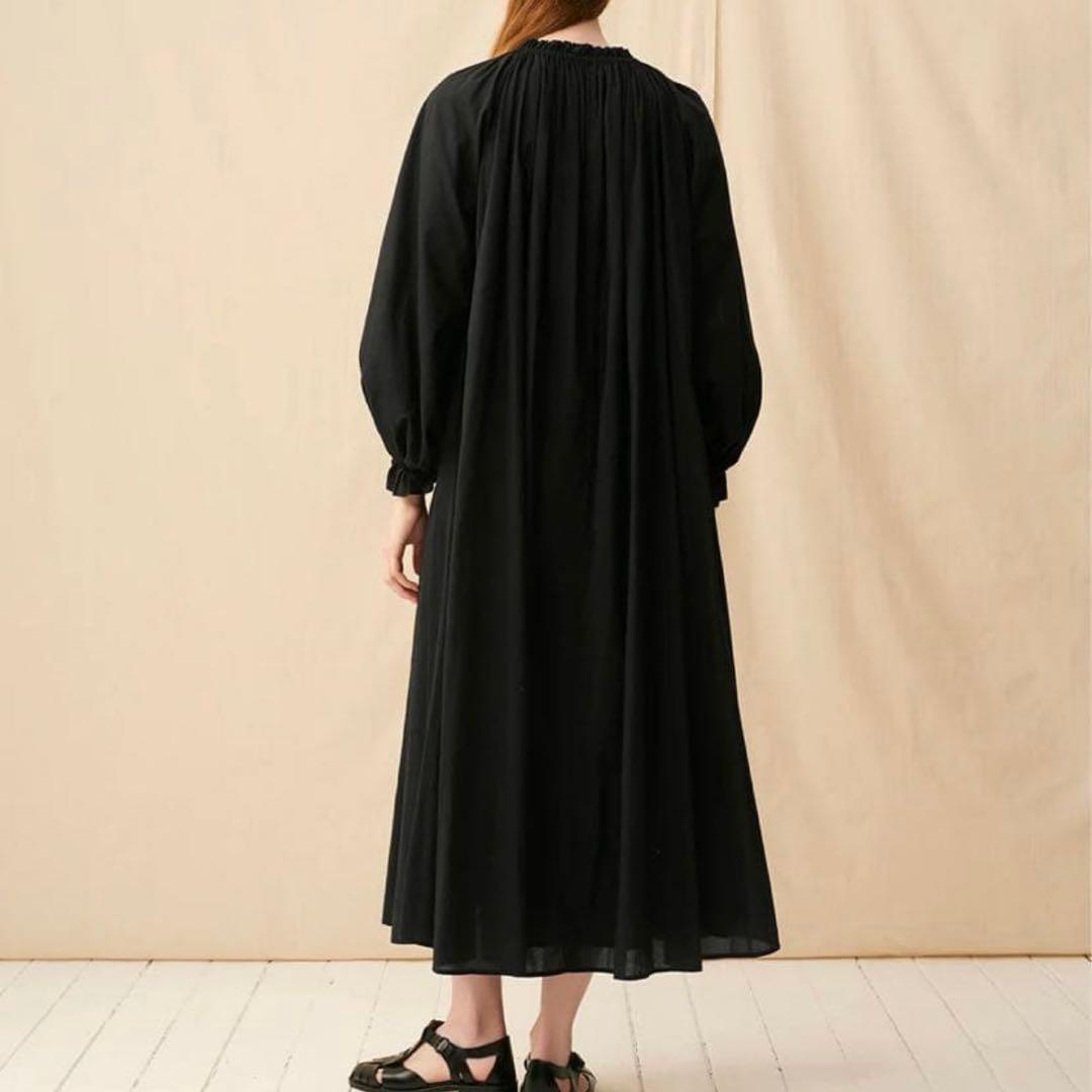 MARIHA 春の花のドレス　黒　ロングワンピース ブラック　長袖