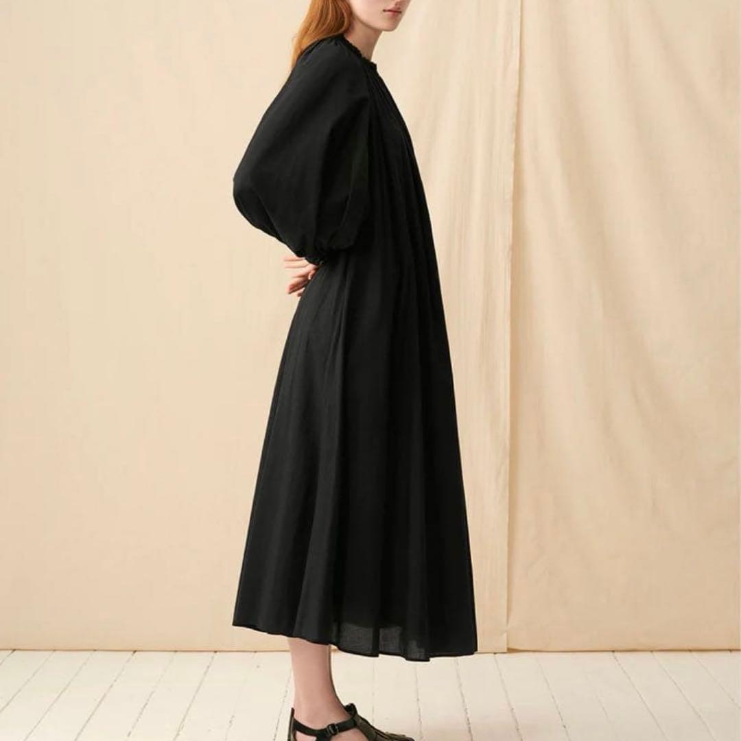 MARIHA 春の花のドレス　黒　ロングワンピース ブラック　長袖