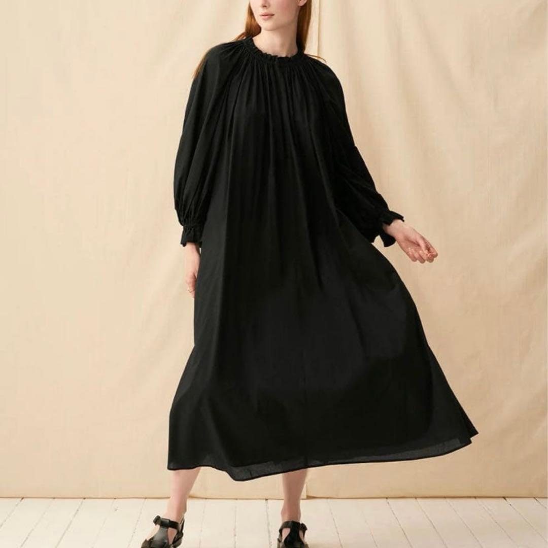 MARIHA 春の花のドレス　黒　ロングワンピース ブラック　長袖